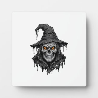 Vintage Engraving Skull Witch Hat Halloween Shirt_ Plaque