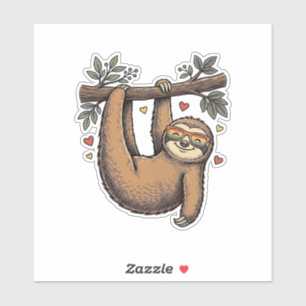 Vintage Engraving Sloth Heart Rainbow Shirt Design