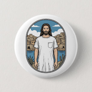 Vintage Engraving Spiritual Figure Scenic T-Shirt 6 Cm Round Badge