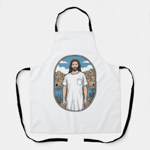 Vintage Engraving Spiritual Figure Scenic T-Shirt Apron