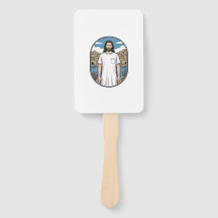 Vintage Engraving Spiritual Figure Scenic T-Shirt Hand Fan
