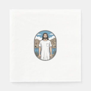 Vintage Engraving Spiritual Figure Scenic T-Shirt Napkin