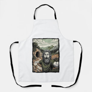Vintage Engraving Surprised Bearded Portrait Desig Apron