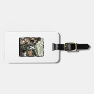 Vintage Engraving Surprised Bearded Portrait Desig Luggage Tag