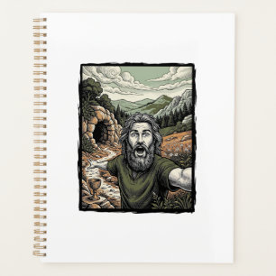 Vintage Engraving Surprised Bearded Portrait Desig Planner