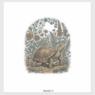 Vintage Engraving Turtle Botanical Garden