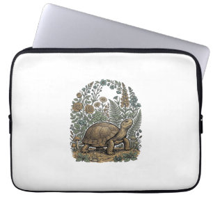 Vintage Engraving Turtle Botanical Garden Laptop Sleeve
