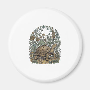 Vintage Engraving Turtle Botanical Garden Magnet