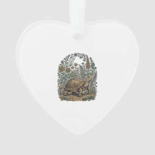 Vintage Engraving Turtle Botanical Garden Ornament