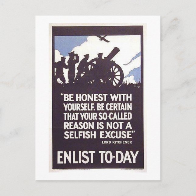 Vintage Enlist Today Recruitment Poster Postcard (Front)