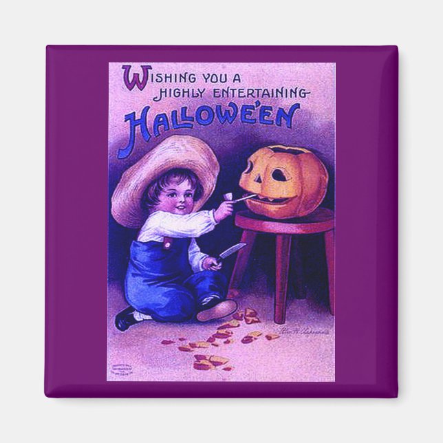 Vintage Entertaining Halloween Magnet (Front)