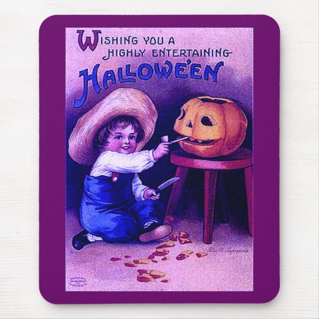 Vintage Entertaining Halloween Mouse Mat (Front)