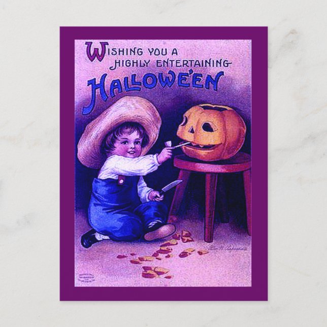 Vintage Entertaining Halloween Postcard (Front)