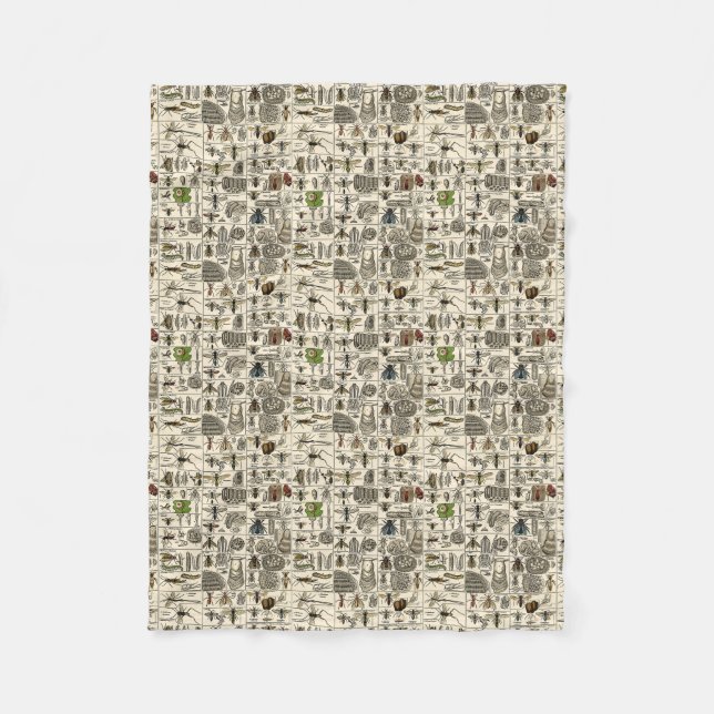 Vintage Entomology Fleece Blanket (Front)