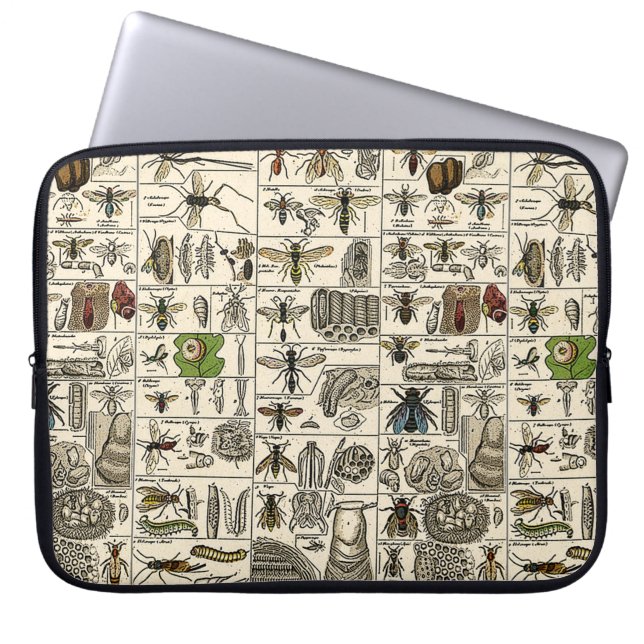 Vintage Entomology Laptop Sleeve (Front)