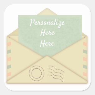 Vintage Envelope and letter announcement  Square Sticker