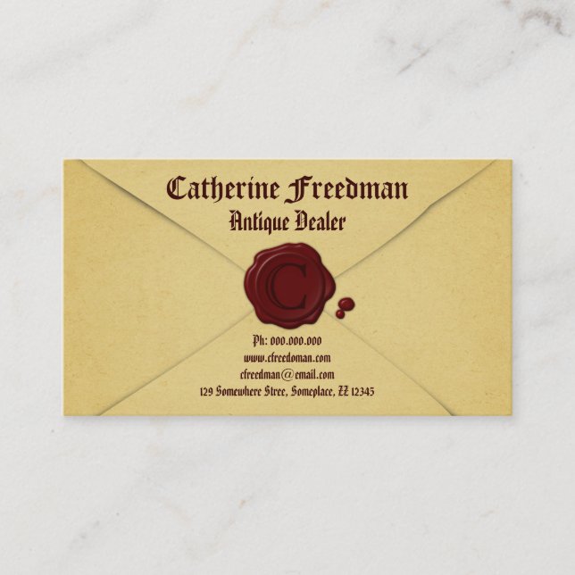Vintage Envelope Antique Dealer Business Cards (Front)