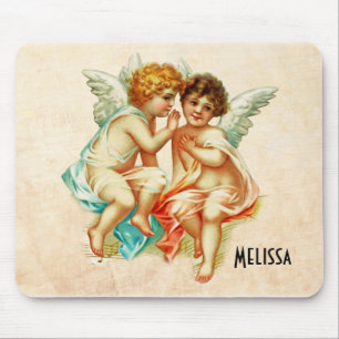Vintage Ephemera Angel Cherubs Illustration Mouse Mat