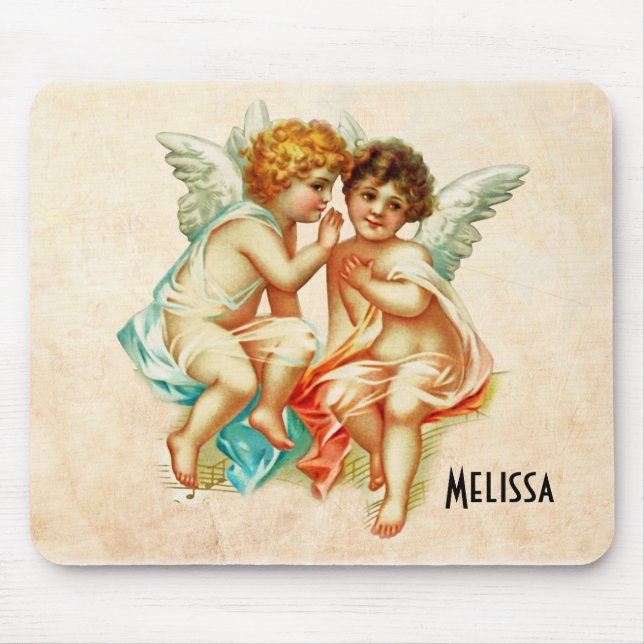Vintage Ephemera Angel Cherubs Illustration Mouse Mat (Front)