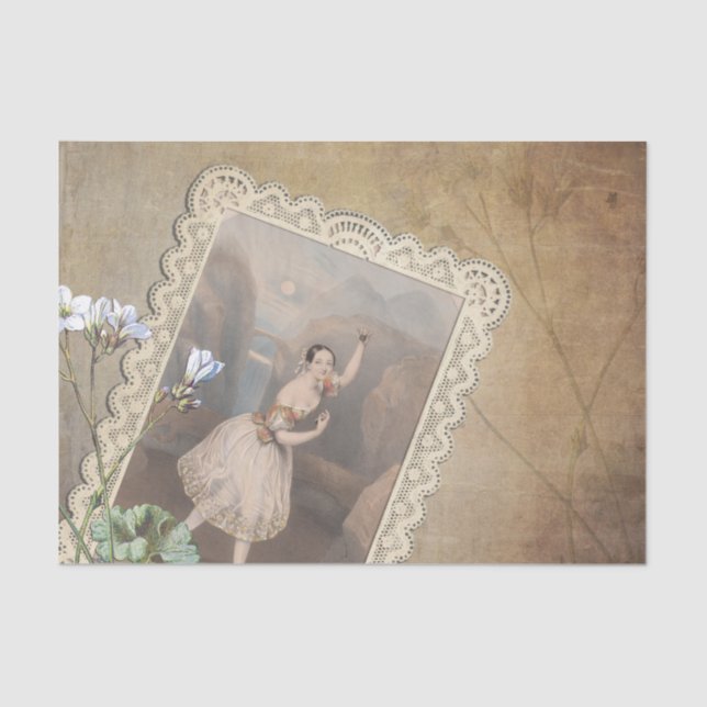 Vintage Ephemera Ballet Dancer Tissue Paper (Front)