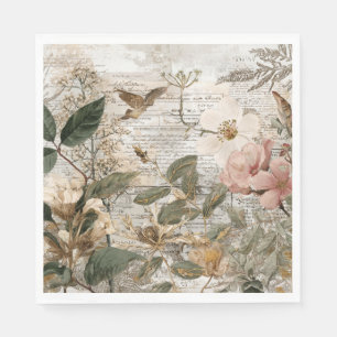 Vintage Ephemera Botanical Collage Napkin