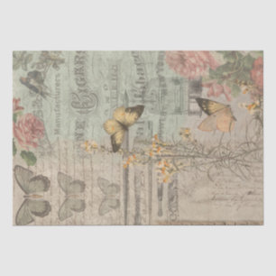 Vintage Ephemera & Butterflies Shabby Chic Tissue Paper