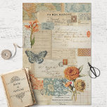 Vintage Ephemera Collage Decoupage Tissue Paper<br><div class="desc">Assorted vintage elements including handwritten papers,  patterns,  florals and a butterfly.  Perfect for junk journals,  decoupage,  scrapbook projects and so much more!</div>