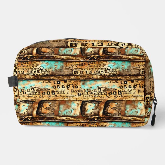 Vintage Ephemera Collage of Old Banknotes Dopp Kit (Front)