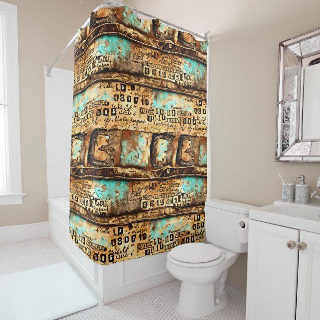 Vintage Ephemera Collage of Old Banknotes Shower Curtain (In Situ)