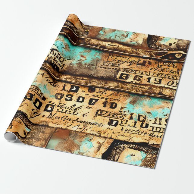 Vintage Ephemera Collage of Old Banknotes Wrapping Paper (Unrolled)