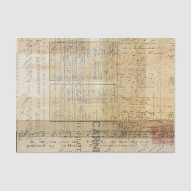 Vintage Ephemera Collage Tissue Paper (Front)