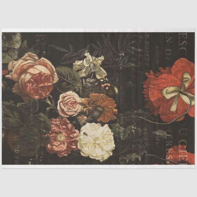 Vintage Ephemera Decoupage Antique Floral Tissue Paper (Front)