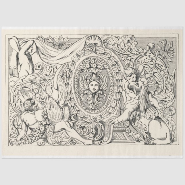 Vintage Ephemera Decoupage Antique Illustration Tissue Paper (Front)