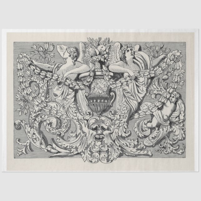 Vintage Ephemera Decoupage Antique Illustration Tissue Paper (Front)