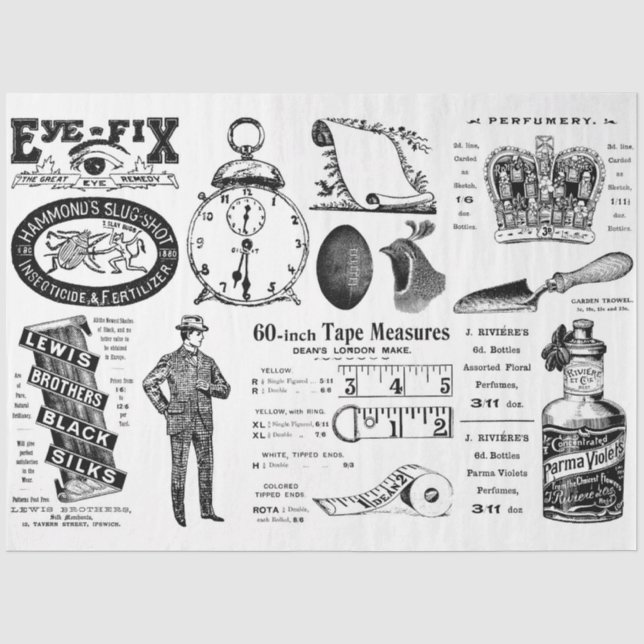Vintage Ephemera Decoupage or Collage Paper (Front)