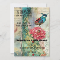Vintage Ephemera Fantasy Bird Bridal Shower