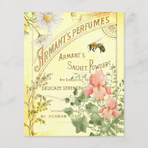 Vintage Ephemera Floral Bee Scrapbook Paper