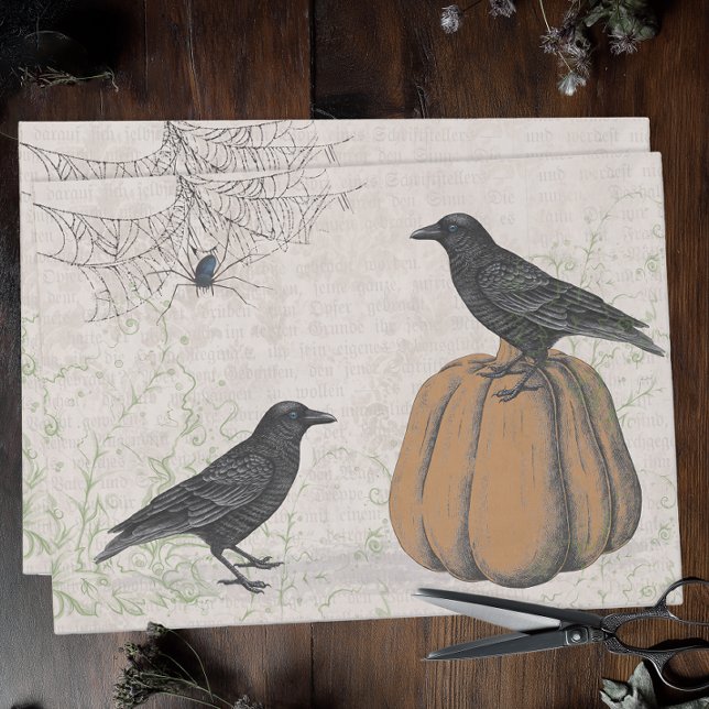 Vintage Ephemera Halloween Tissue Paper (Vintage Gothic tissue paper for decoupage or gift wrapping)