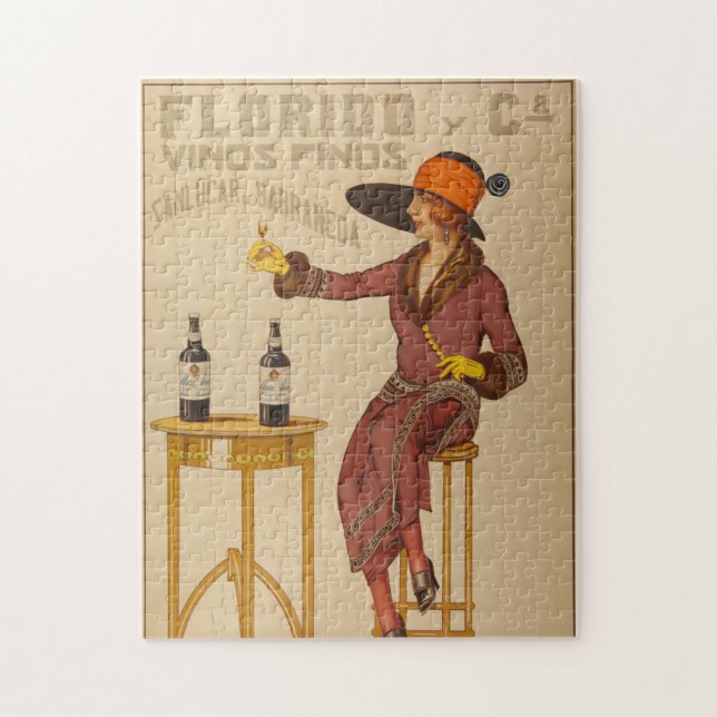 Vintage Ephemera Lady Wine Toast  Jigsaw Puzzle (Vertical)