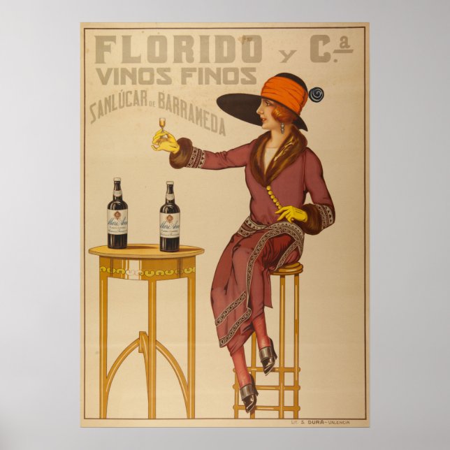 Vintage Ephemera Lady Wine Toast  Poster (Front)