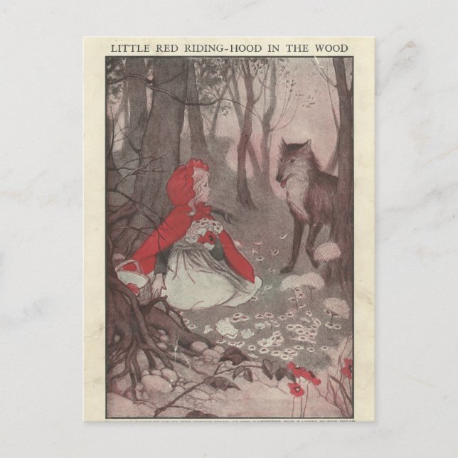 Vintage Ephemera Little Red Riding Hood Postcard (Front)