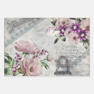 Vintage Ephemera Shabby Chic Wrapping Paper Sheet