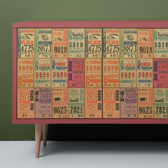 Vintage Ephemera Tickets Decoupage Poster Paper (This is a mockup, your purchased design may be larger/smaller on your decoupage piece.)