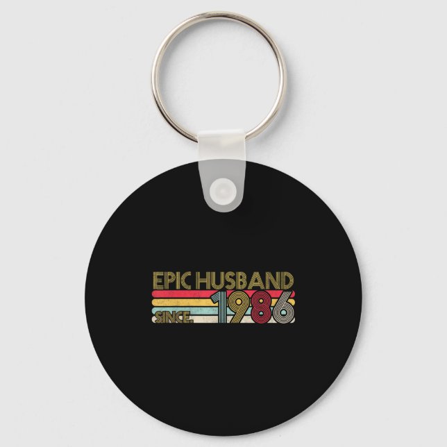 Vintage Epic Husband Since 1986 Key Ring (Front)