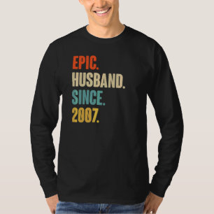 Vintage Epic Husband Since 2007 15th Wedding Anive T-Shirt