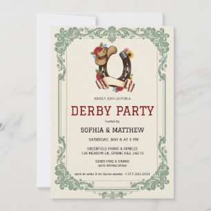 Vintage Equestrian Derby Party Invitation Race 