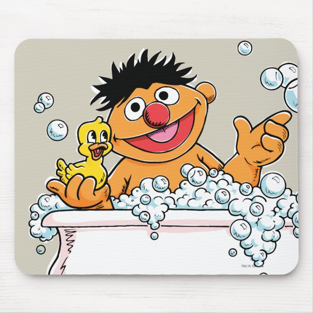 Vintage Ernie in Bathtub Mouse Mat (Front)