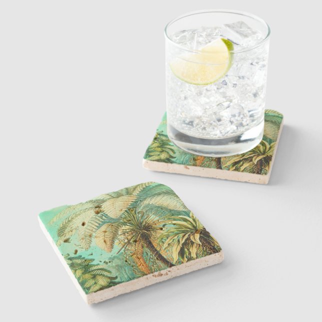 Vintage Ernst Haeckel Botanical Palms Stone Coaster (Side)