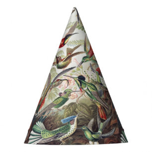 Vintage Ernst Haeckel Colourful Hummingbird Poster Party Hat