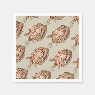 Vintage Ernst Haeckel Nautical Red Boxfish Art Napkin
